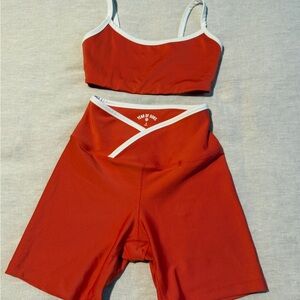 Year of Ours Red Athletic Set with White Trim